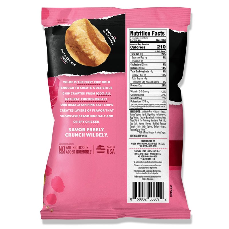 Wilde Chips WILDE Himalayan Pink Salt Protein Chips, Thin and Crispy, High Protein, Keto Friendly, Made with Real Ingredients, 1.34oz Bags (Pack of 8) - Image 5